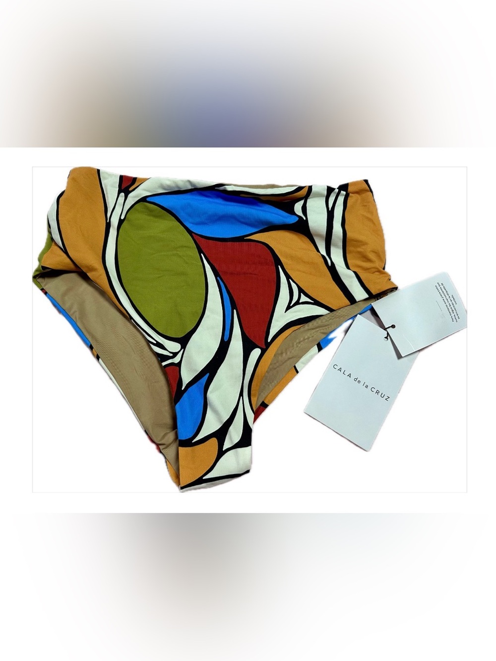 NWT Cala de la Cruz Women’s High-Waist Bikini Bottom — Multicolor Abstract Print